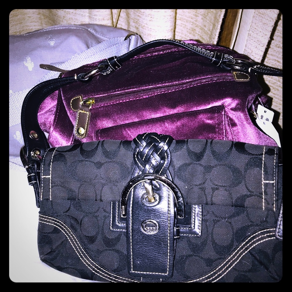 Black Coach Purse with Braid & Buckle